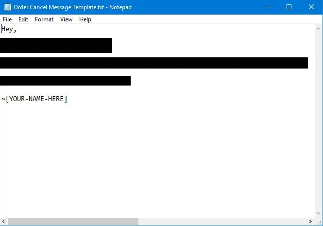 Order Cancel Message Template